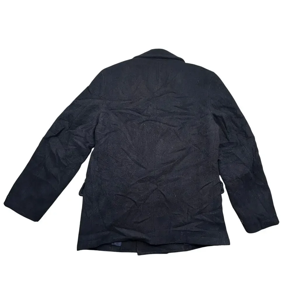 J Crew Wool Double Breasted Bayswater Pea Coat Mens Medium Thinsulate Navy